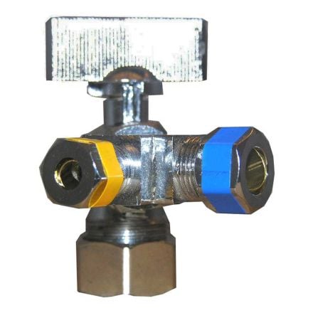 Lasco 06-9319 Three-Way Valve (1/2 Inch IPS Inlet, 3/8 Inch and 1/4 Inch Outlets)