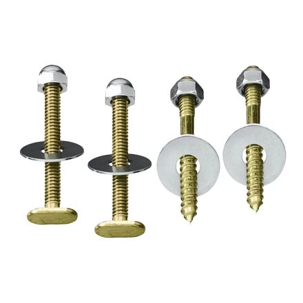 PlumbPak 1/4 Inch x 2-1/2 Inch Toilet Bolt and Screw Set (Brass), PP835-165