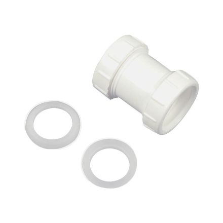 Danco 94036 Coupling, 1-1/2 or 1-1/4 in, Plastic, for Use with Slip Joint Tubes, White