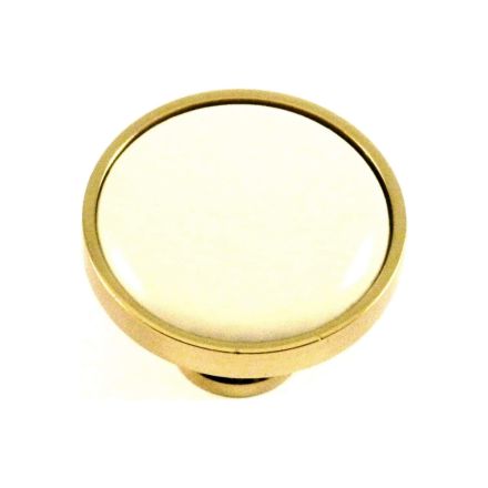Laurey Solid Brass/Almond Porcelain 1-1/4 Inch Knob, #42501