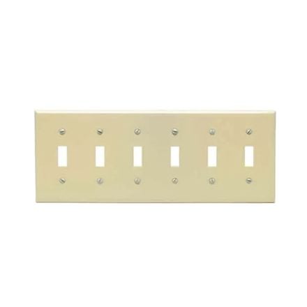 Preferred Industries 6 Gang Switch Plate (Ivory), 602523