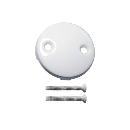 Danco White 2 Hole Bath Tub Overflow Plate with Matching Screws